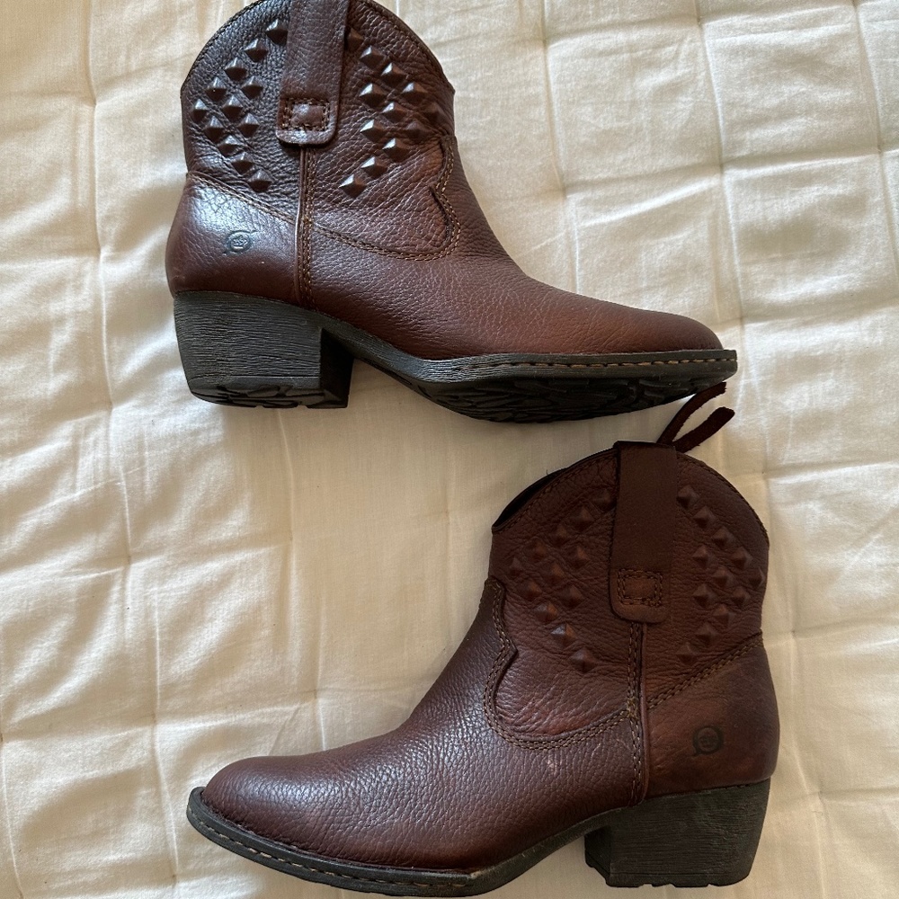 Born Leather Ankle Western Boots, Size 7 1/2 - Picture 2 of 16